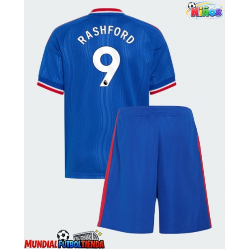 Camiseta Manchester United Marcus Rashford #9 Segunda Equipación Replica 2026-27 para niños mangas cortas (+ Pantalones cortos)
